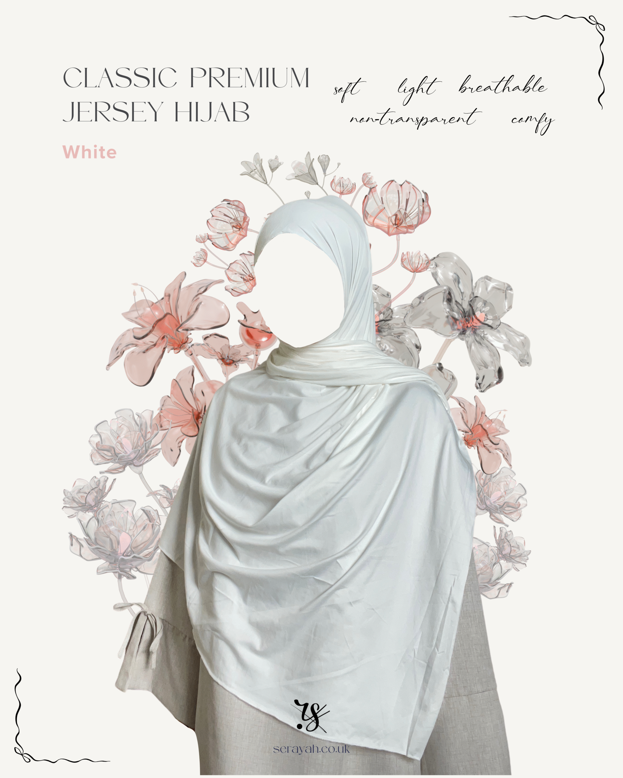 Classic Premium Jersey Hijab | White