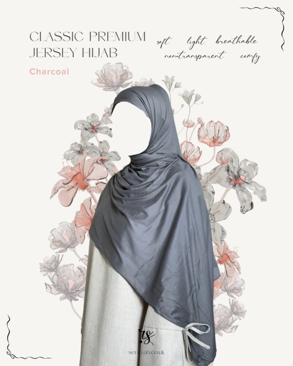 Classic Premium Jersey Hijab | Charcoal