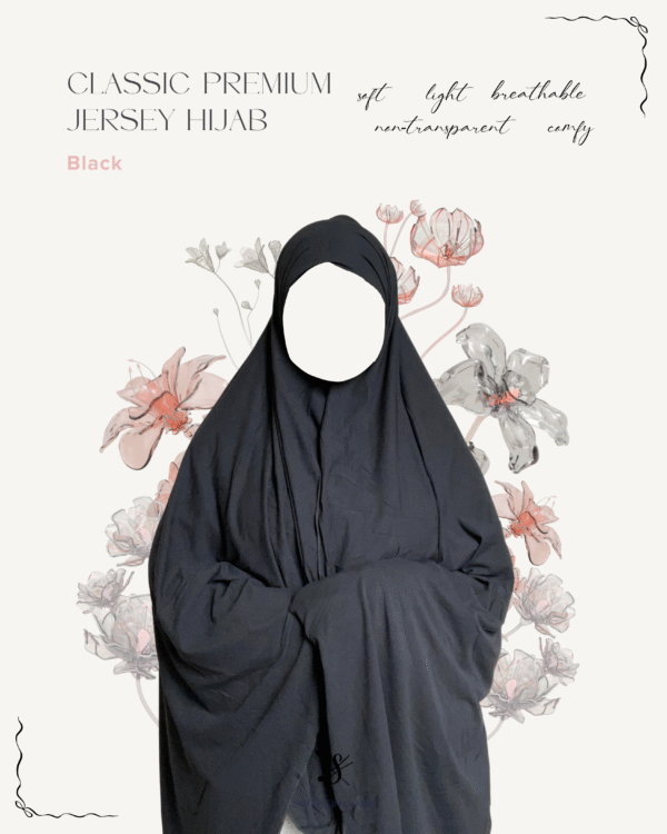 Classic Premium Jersey Hijab | Black