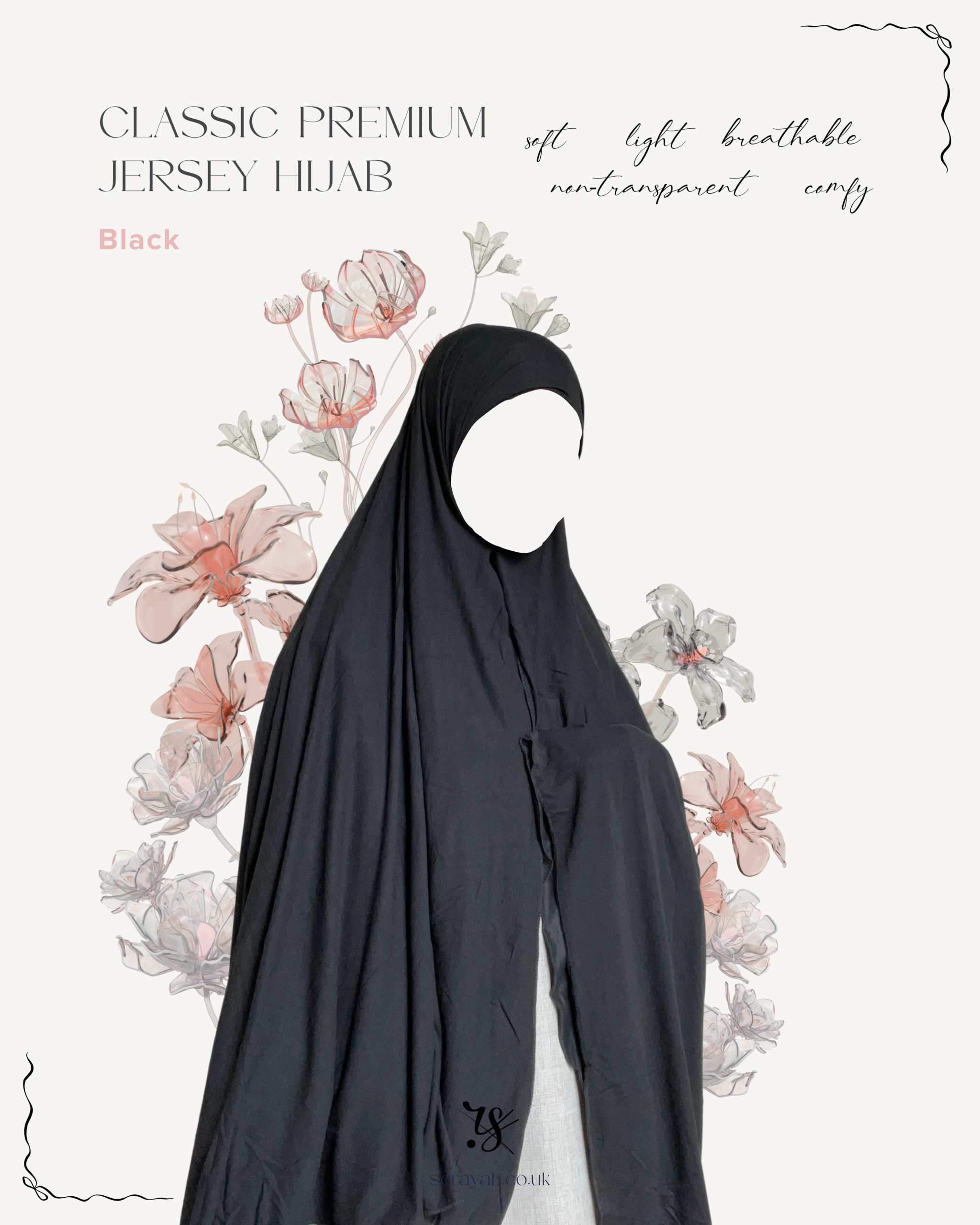 Classic Premium Jersey Hijab | Black
