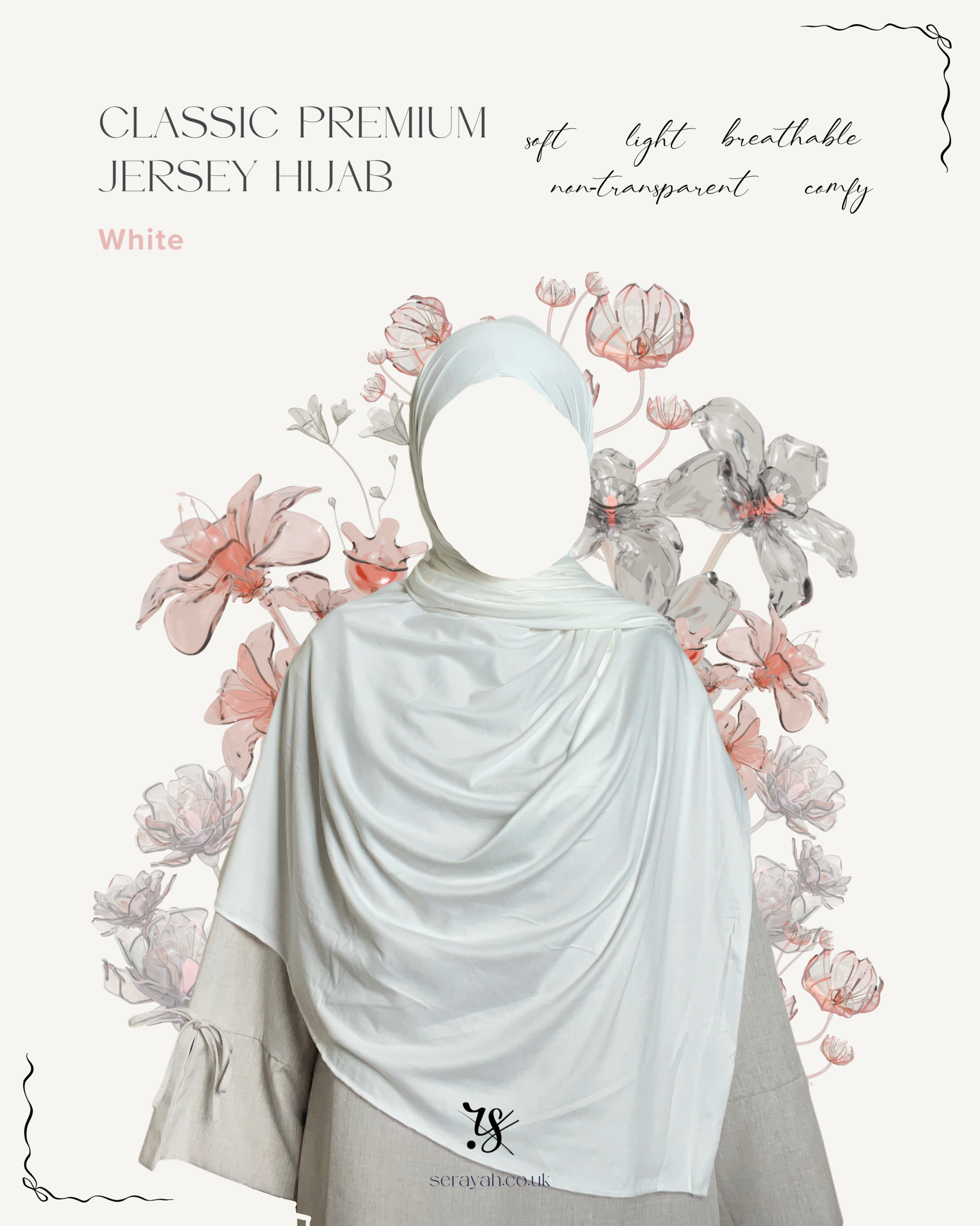 Classic Premium Jersey Hijab | White